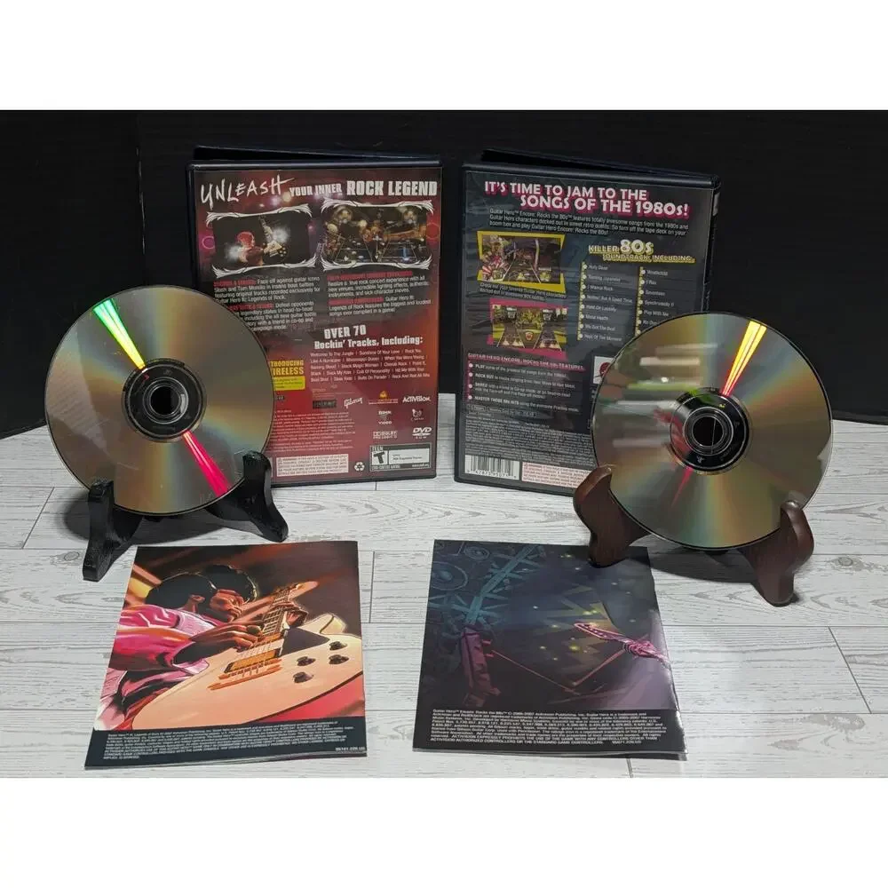 Guitar Hero 3 & Encore Rocks the 80's Bundle (Playstation PS2) CIB Tested